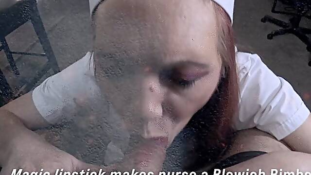 Magic Lipstick makes nurse a blowjob Bimbo 3