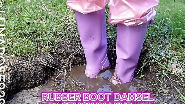 Damsel Rubber Boot Damsel stuck in the mud! Watch me get stuck in the mud! Will I make it out or have to abandon my boots! (Fun fact right after filming this I fell and tore my calf muscle lol)
