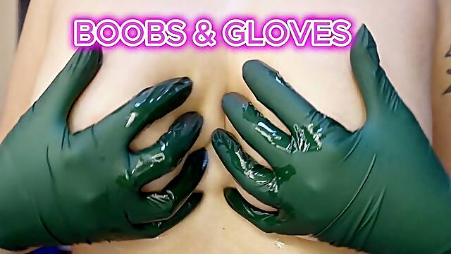 POV watch me in 4k pluck my nipple hair with my tweezerS in my Hunter green nitrile gloves hehe…I am a very hairy girl, and then oil and massage my titties
