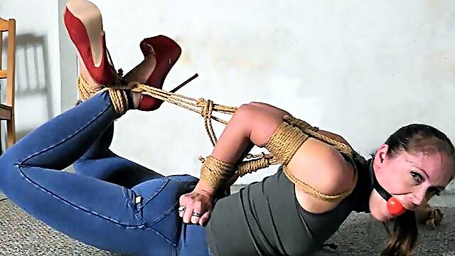 Rachel Adams Hogtied in Red Patent Leather High Heels! HD-avi