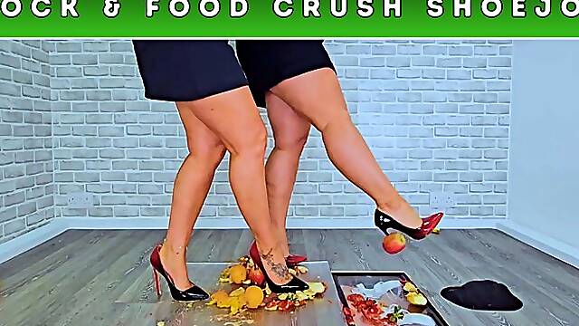 Goddess Amber & Miss Lucy - Trampling Your Cum Into Our Fruit Smoothie (237) - Body Cam - Cock Balls Food Trample Crush CBT Heels Shoejob Shoe Crush Fetish