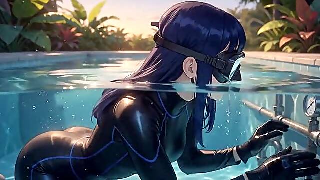 Underwater Fetish Stories #7B: Neoprene Embrace and Full Face Mask Discovery (Animated)