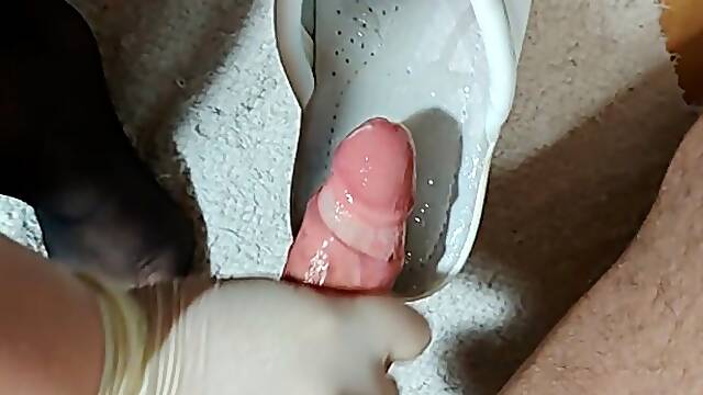 Shoejob milking into my nurse shoes