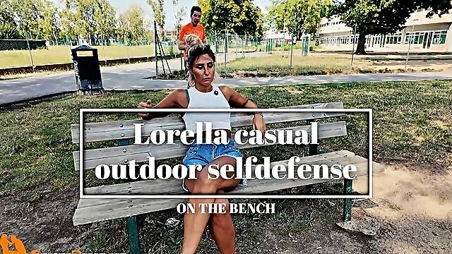 Lorella casual outdoor selfdefense on the bench