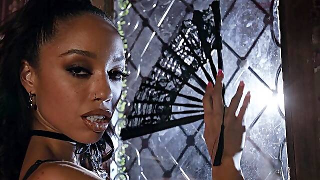 Gorgeous ebony chick wearing lingerie having fun - Alexis Tae