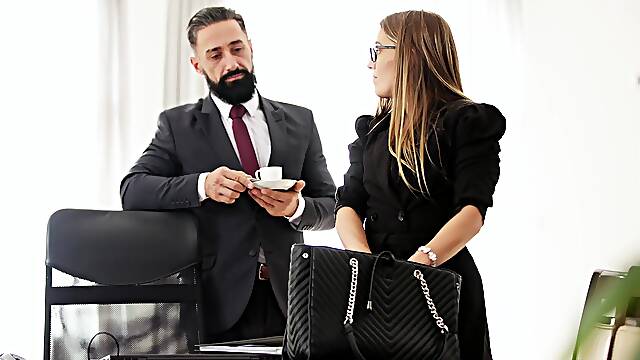 Eveline Dellai enjoys while getting fucked by her dirty boss