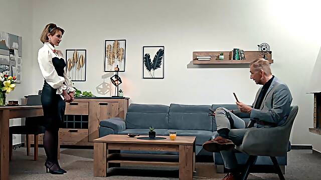 Daruma Rai and Boris Schwarz in lingerie casting with stockings