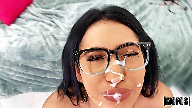Balls deep fucking ends with a messy facial for Edible Aubrey