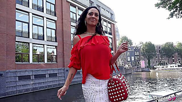 German Scout - Rough anal sex street casting for slim long labia milf morgen