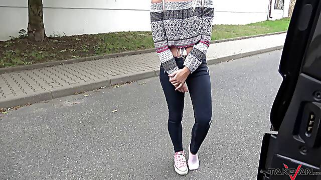 Girl with lost shoe find our van as best save solution but shes wrong