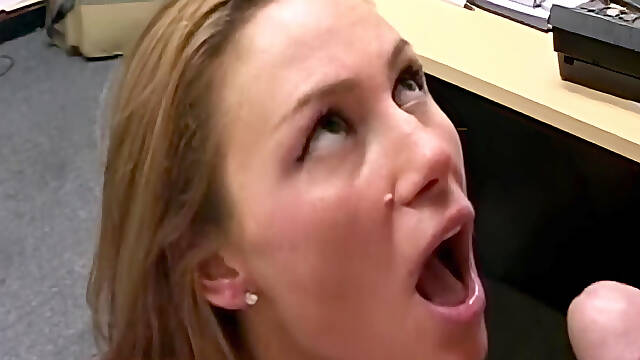 Deepthroat Blonde Slut Gagging with Bulging Throat Overflow