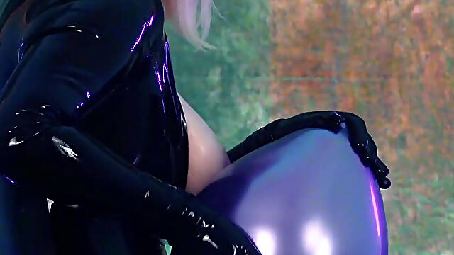 Air balloon fetish video rubber POV