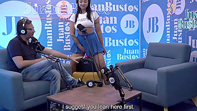 Oiled Latina with Beautiful Tits Kataleya Ross Hops up the Vibrator Machine Until She Cums! Juan Bustos Podcast