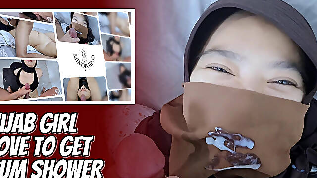 Asian Hijab Girl Love to Get Cum Shower - Minokiiko Compilation