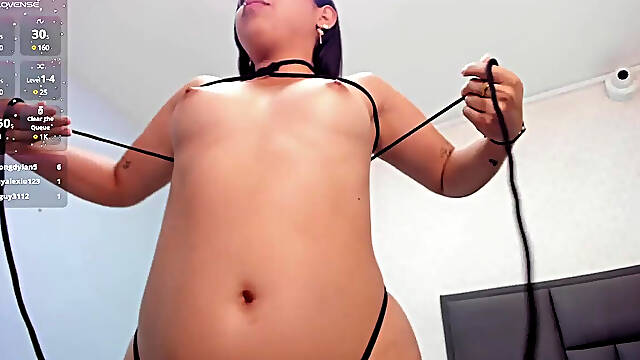 Submissive Latina Wets Her Panties When She Masturbates in Her Room