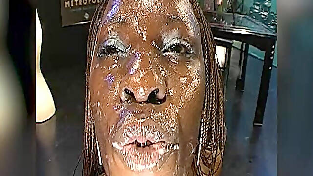 Ggg Bukkake Horny Ebony Slut Gangbanged and Covered in Cum