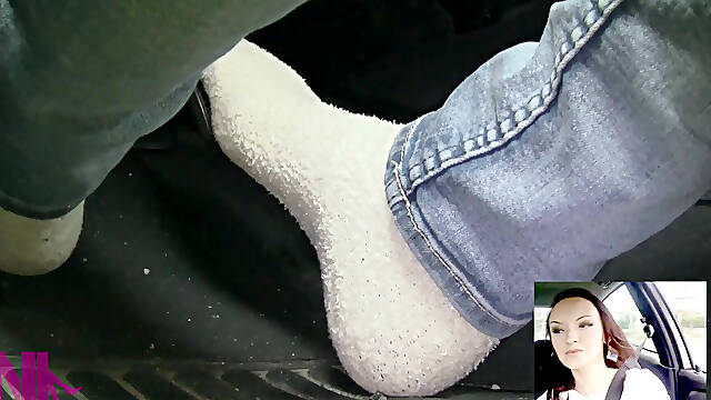 Pedal Pumping and Driving Just in White Terry Socks