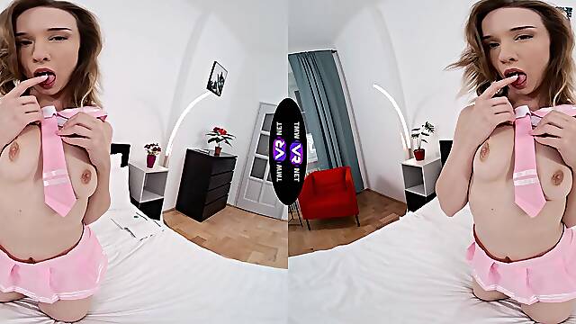 The game is over, time for solo sex with a beautiful girl